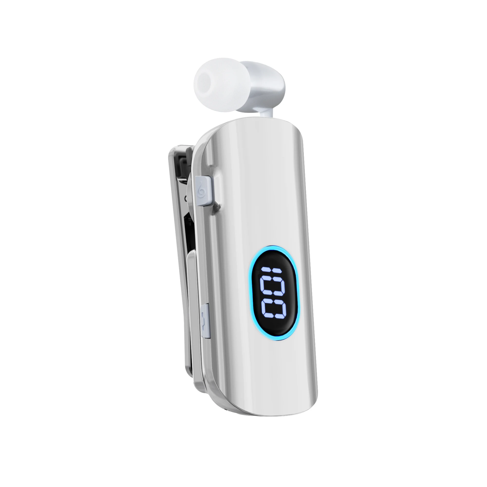 Silver K93 showing its illuminated digital battery display