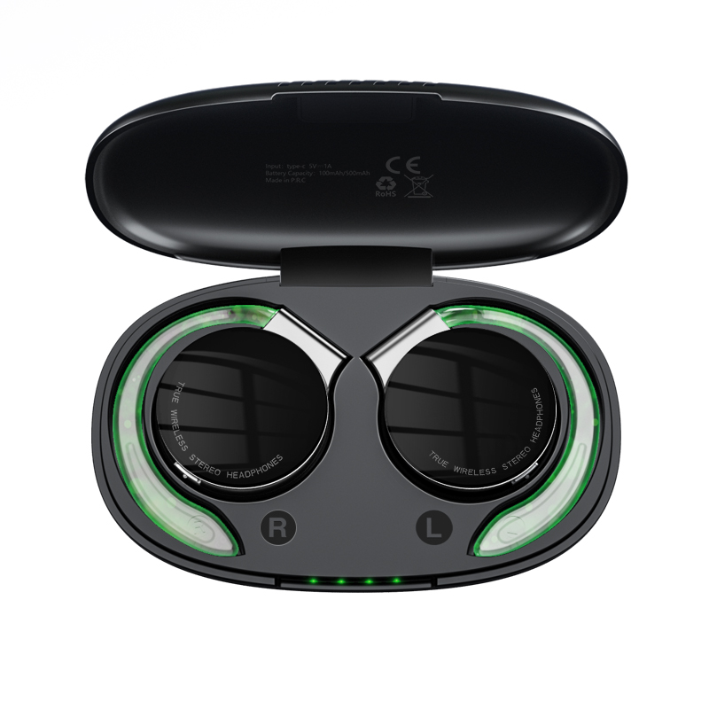 F2 in Black — Open charging case